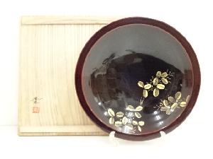 大角博明造　輪島塗　萩の図菓子器（共箱）